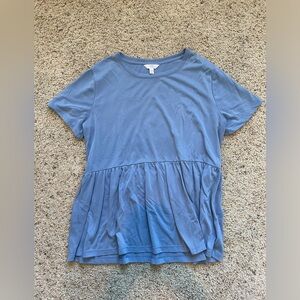 Time & Tru Peplum Top | Size L (12-14) | Color: Blue